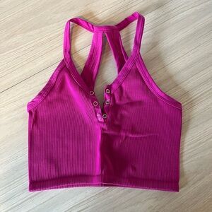 Free People Magenta Ribbed Halter Crop